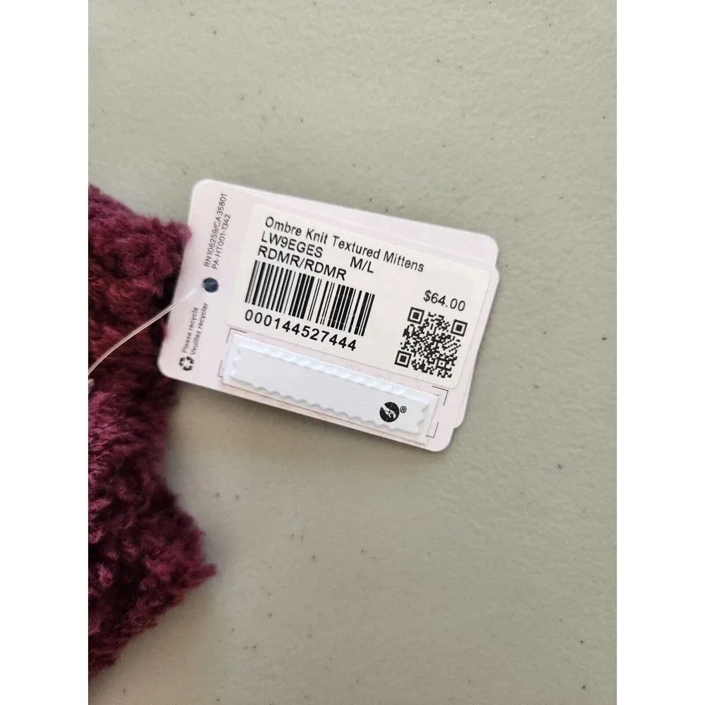 NWT Lululemon Women's Ombre Knit Textured Mittens Size M/L Red Merlot